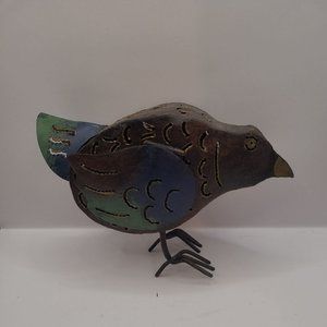 Vintage Metal Garden 3D Yard Art Sculpture Bird Decor Tea Light Candle Holder